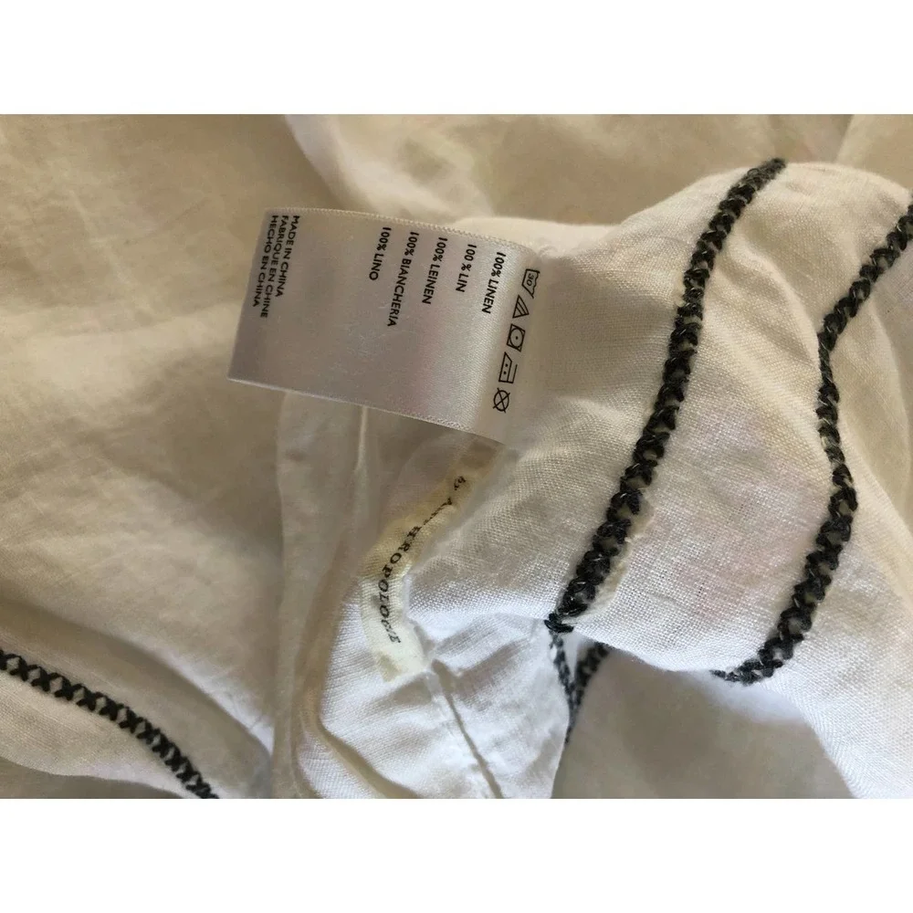 Anthropologie Moderna Linen Duvet Cover Twin White